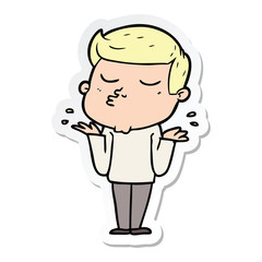 sticker of a cartoon model guy pouting