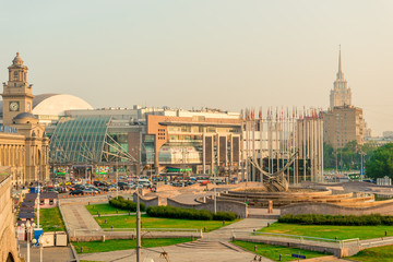 Obraz premium Architecture of Moscow - Kazan railway station in the morning, toned photo
