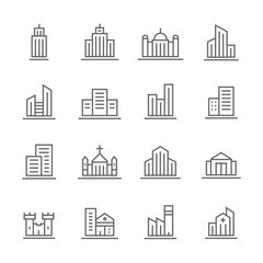 Building lines icons set
