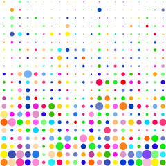 Multicolored dots on white background