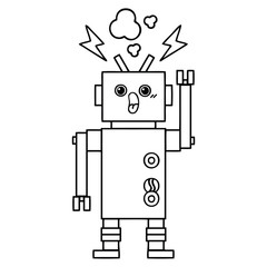 line drawing cartoon robot malfunction