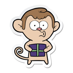 sticker of a cartoon christmas monkey