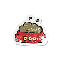 retro distressed sticker of a cartoon dog food