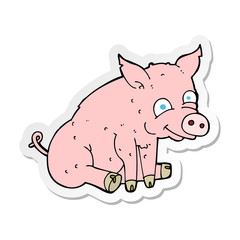 sticker of a cartoon happy pig