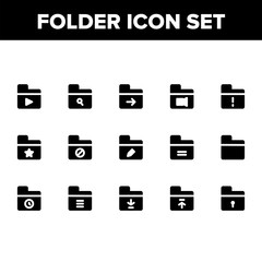 Folder Glyph Icon Set