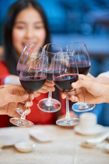 People drinking wine