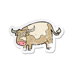 retro distressed sticker of a cartoon cow