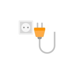 Electric plug icon, Flat design illustration isolated 