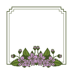 Vector illustration purple flower frame decoration hand drawn