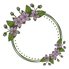 Vector illustration purple flower frame decoration hand drawn