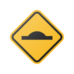 yellow speed bump ahead sign