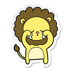 sticker of a crying cartoon lion