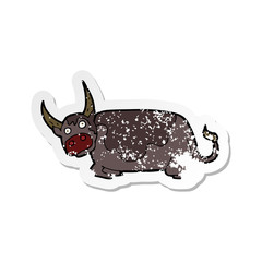 retro distressed sticker of a cartoon bull