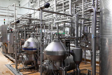 Chrome-plated pipes, wires and devices. Industrial background