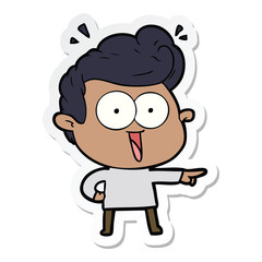 sticker of a cartoon excited man