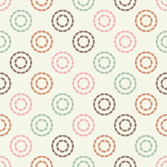 Trendy seamless pattern designs. Shapes of circles and squares of dots. Vector geometric background. Can be used for wallpaper, textile, invitation card, wrapping, web page background.