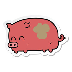 sticker of a cute cartoon pig