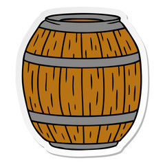 sticker cartoon doodle of a wooden barrel