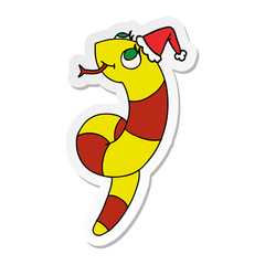 christmas sticker cartoon of kawaii snake