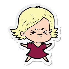 Obraz premium sticker of a cartoon angry woman
