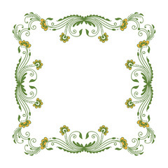 Vector illustration texture leaf flower frame hand drawn