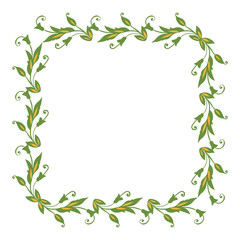 Vector illustration texture leaf flower frame hand drawn