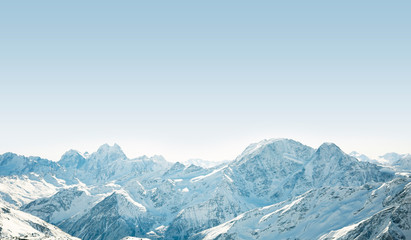 Fototapeta na wymiar Snowy winter. Panorama view from ski slope