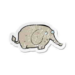 retro distressed sticker of a cartoon sad little elephant