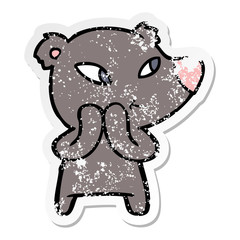 distressed sticker of a cute cartoon bear