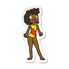 sticker of a cartoon woman in swimming costume