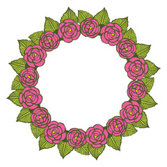 Vector illustration rose pink flower frames blooms hand drawn