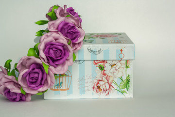 bouquet of roses and blank card