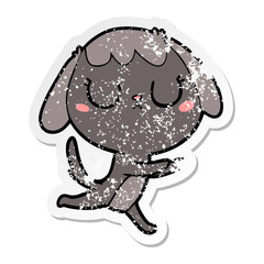 distressed sticker of a cute cartoon dog
