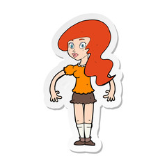 sticker of a cartoon pretty woman