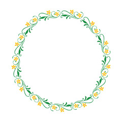 Vector illustration leaf floral frame circular hand drawn