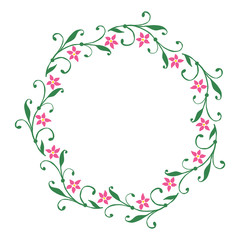 Vector illustration leaf floral frame circular hand drawn