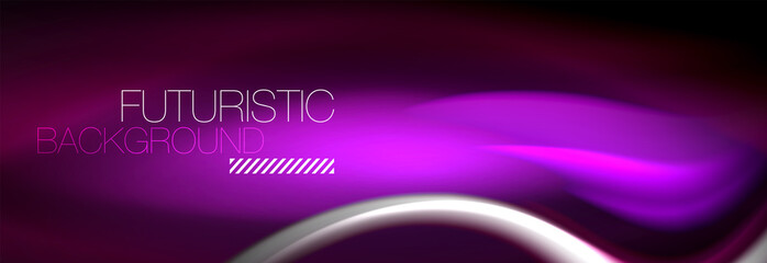 Fluid color neon wave lines background, neon liquid color futuristic paint template