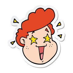 sticker of a cartoon happy face