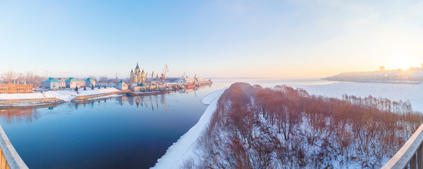 Morning panorama of the city of Nizhny Novgorod