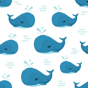 Seamless Background with Whale