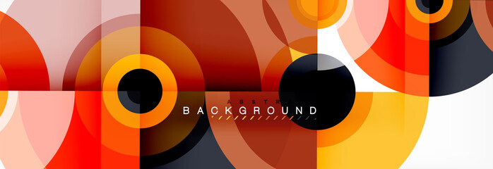 Minimal geometric circles and triangles abstract background, techno modern design, poster template