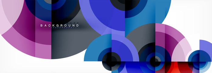 Fototapeta premium Minimal geometric circles and triangles abstract background, techno modern design, poster template