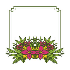 Vector illustration green leaf flower frames blooms hand drawn