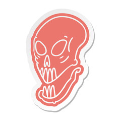 cartoon sticker of a skull head