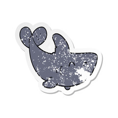 distressed sticker of a cartoon shark