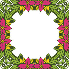 Fototapeta na wymiar Vector illustration beautiful green leaf flower frame very bloom hand drawn