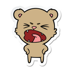 sticker of a angry cartoon bear