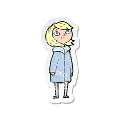 retro distressed sticker of a cartoon happy girl