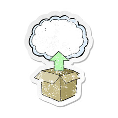 retro distressed sticker of a cartoon upload to the cloud