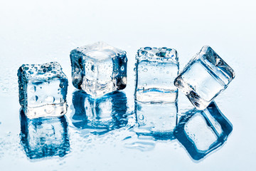 ice cubes on white background.